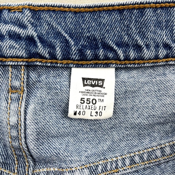 Vintage Levis 550 Jeans Mens 40x30 Blue Denim Relaxed Fit Light Stone Wash 90s - Picture 7 of 14